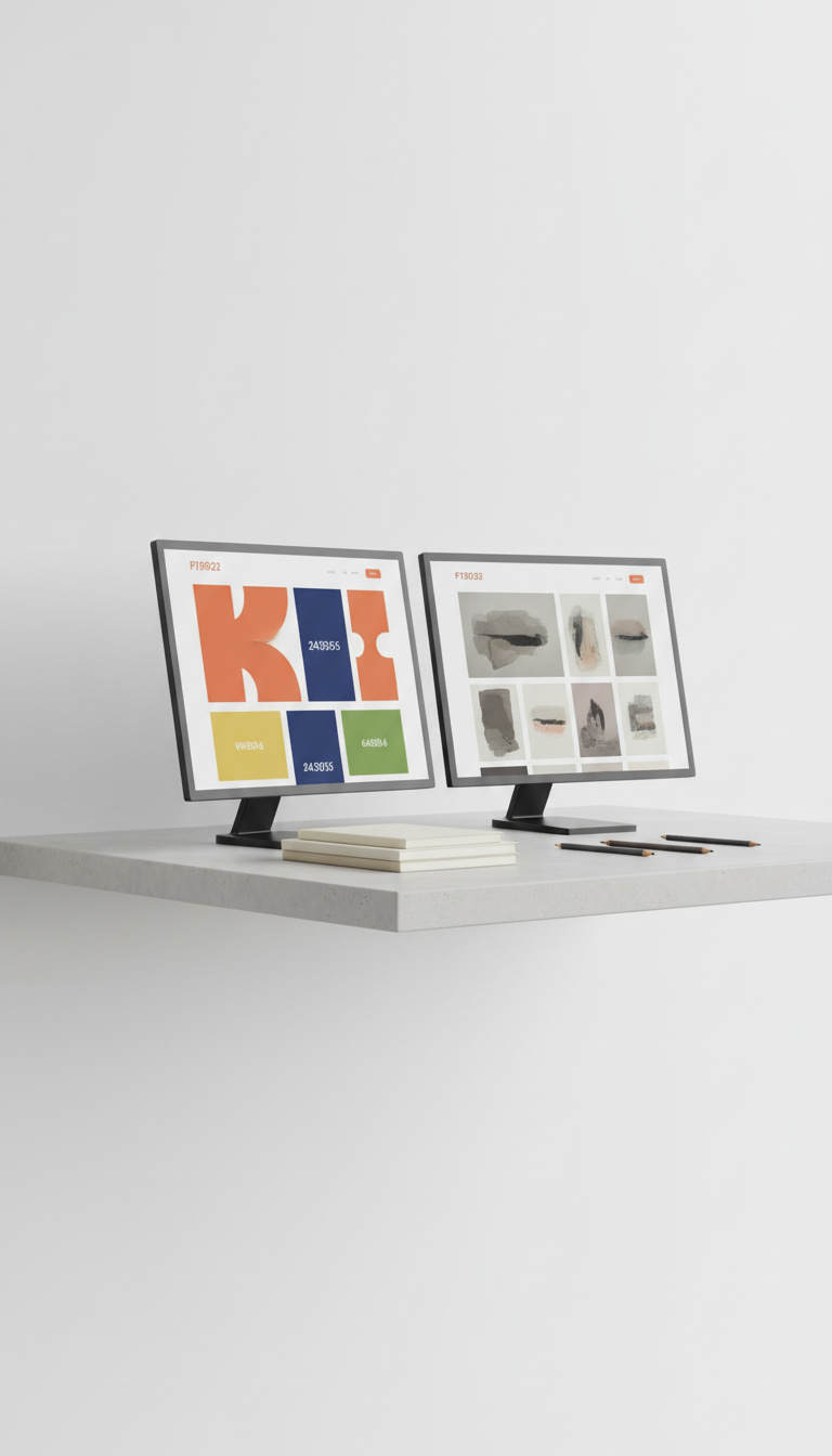 Minimalist artist portfolio site mockup